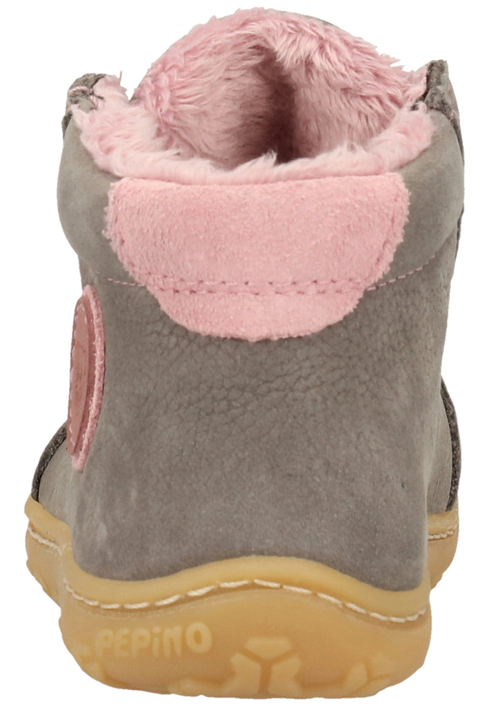 Pepino Halbschuhe Leder Grau/Rosa Warmfutter