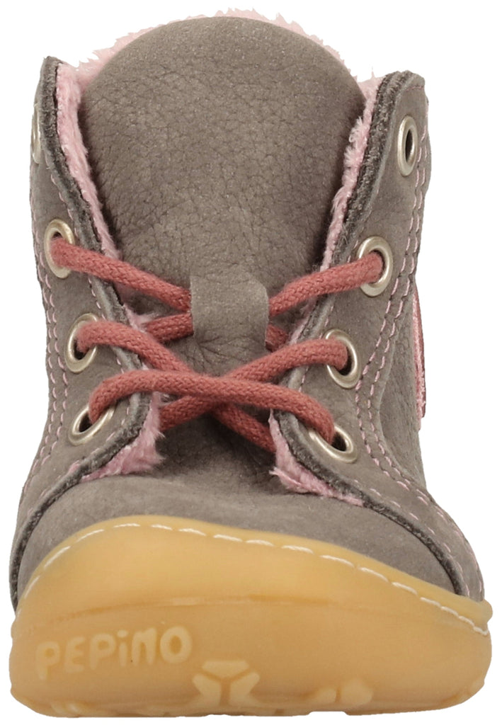 Pepino Halbschuhe Leder Grau/Rosa Warmfutter