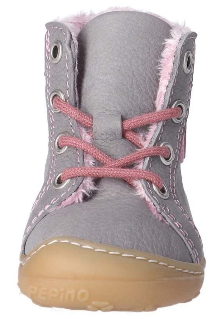 Pepino Halbschuhe Leder/Textil Grau/Rosa Warmfutter