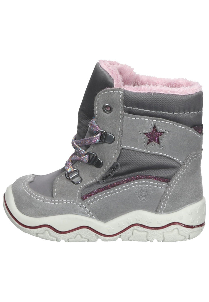 Pepino Stiefel Leder/Textil Grau/Rosa Warmfutter