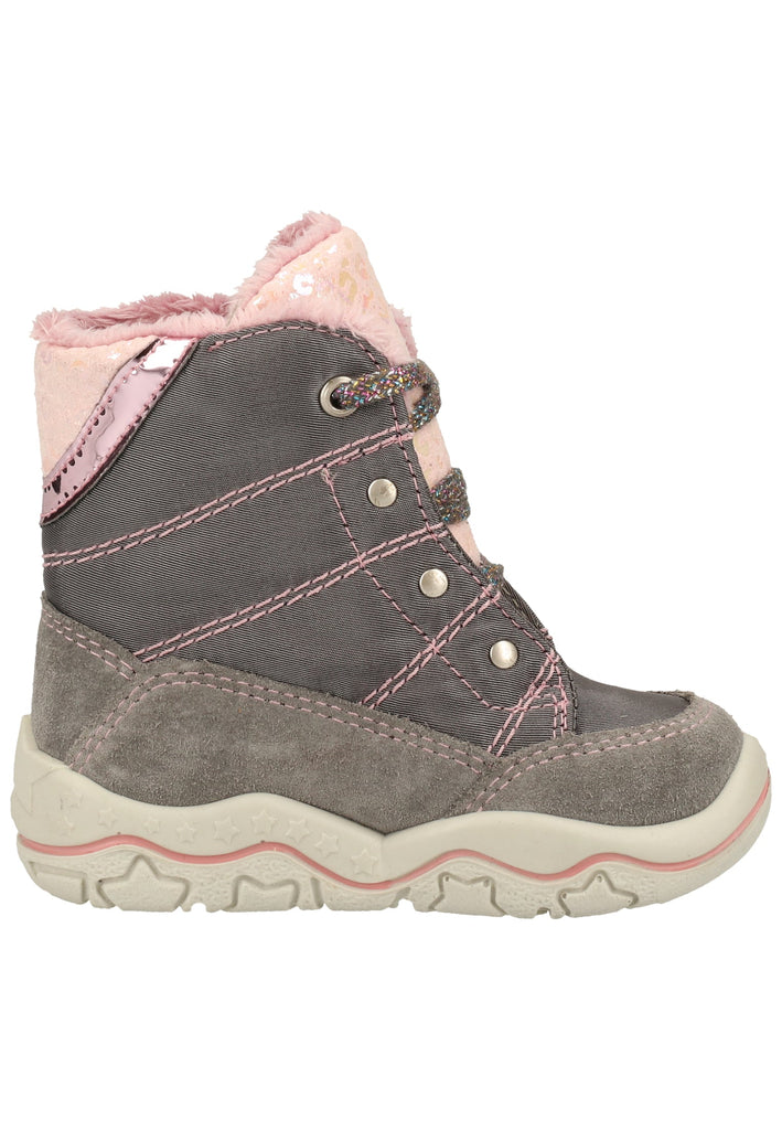 Pepino Stiefel Leder/Textil Grau/Rosa Warmfutter