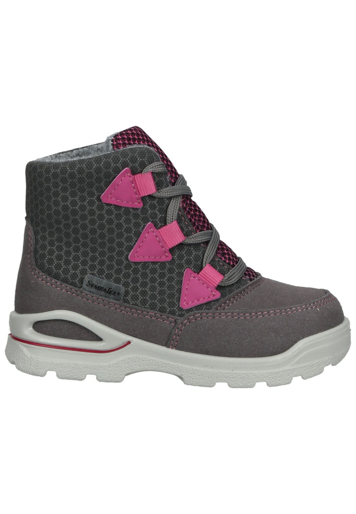 Pepino Stiefelette Lederimitat/Textil Grau/Pink Warmfutter