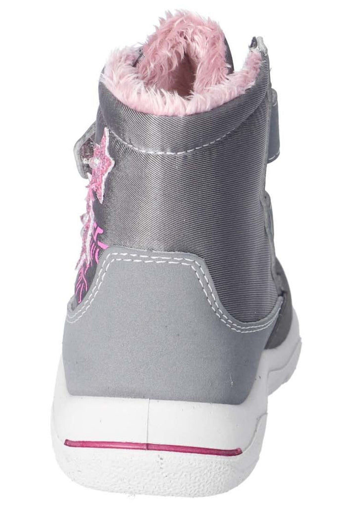 Pepino Stiefelette Lederimitat/Textil Grau/Rosa Warmfutter