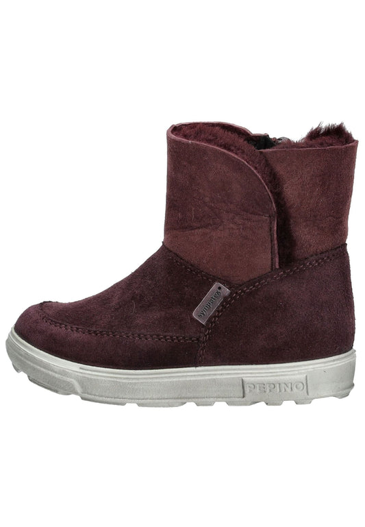 Pepino Stiefelette Veloursleder Pflaume Warmfutter
