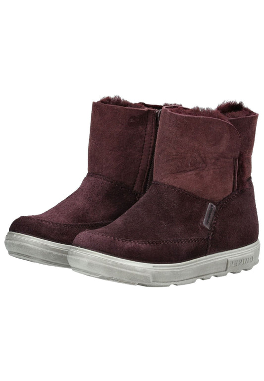 Pepino Stiefelette Veloursleder Pflaume Warmfutter