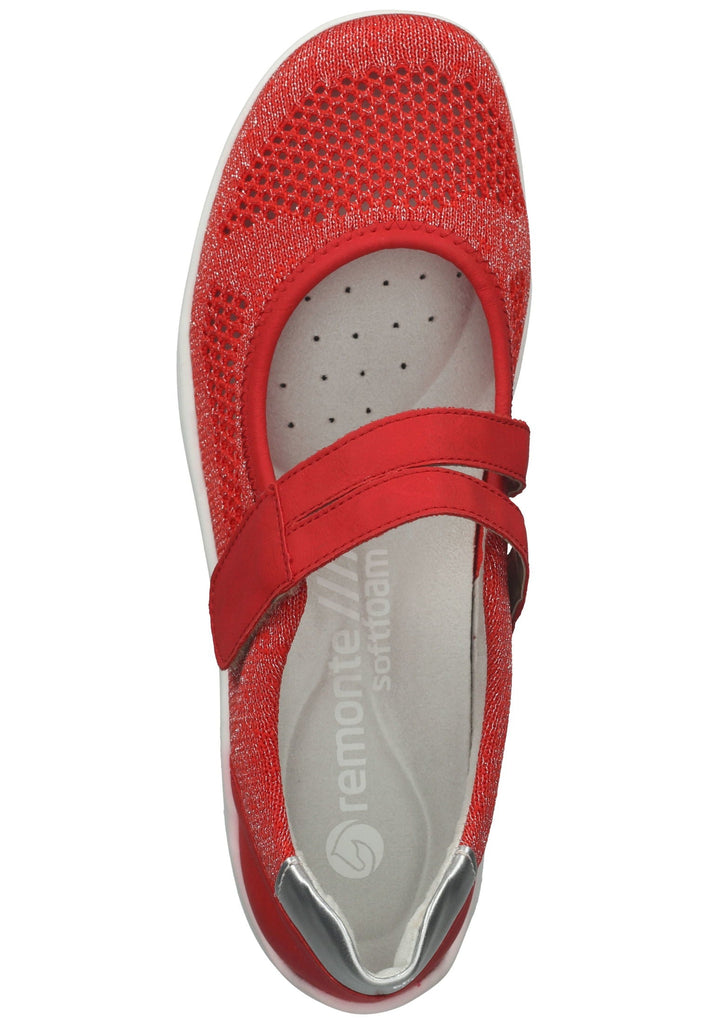 Remonte Ballerinas Lederimitat/Textil Rot/Silber