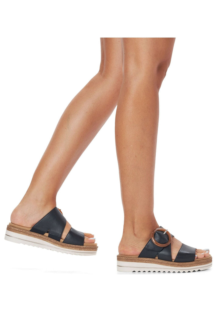 Remonte Pantoletten Glattleder Schwarz