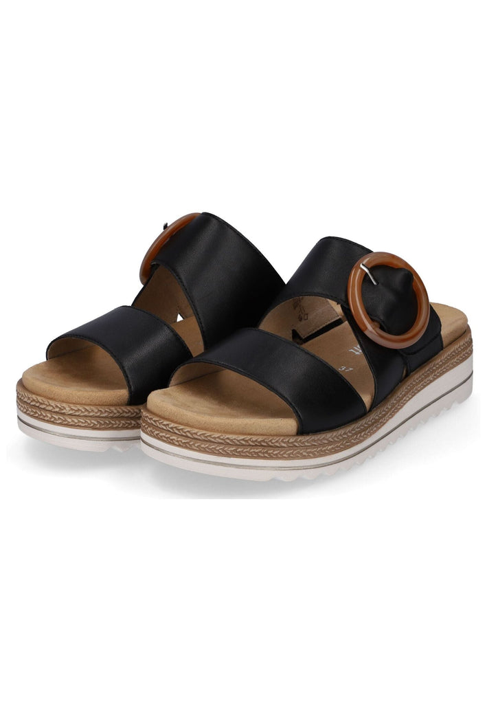 Remonte Pantoletten Glattleder Schwarz