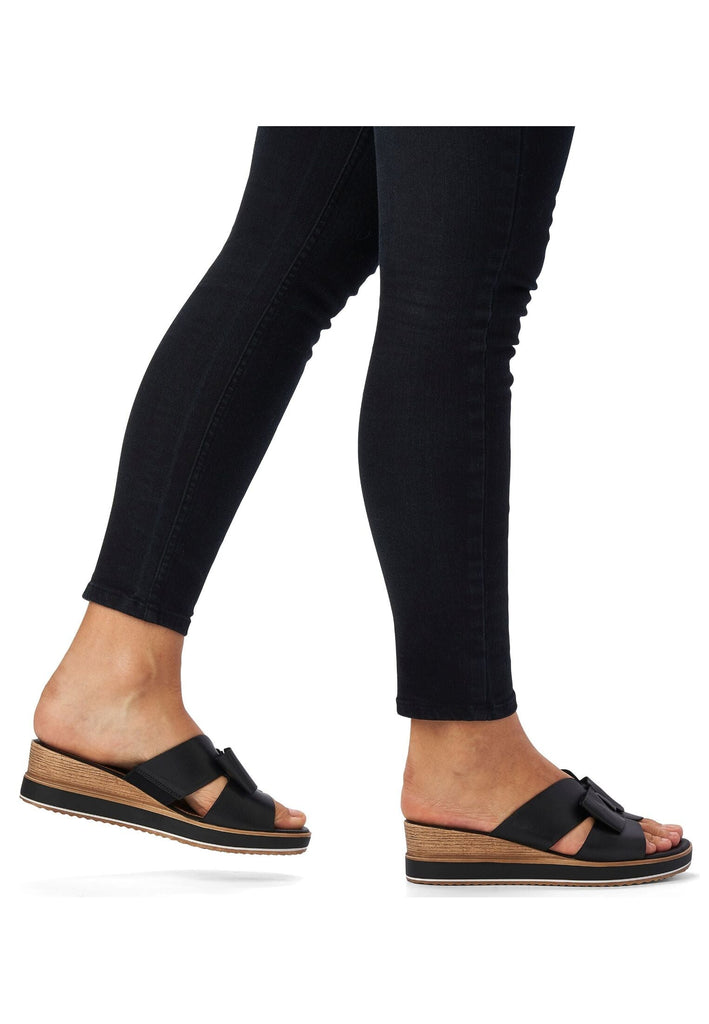 Remonte Pantoletten Glattleder Schwarz