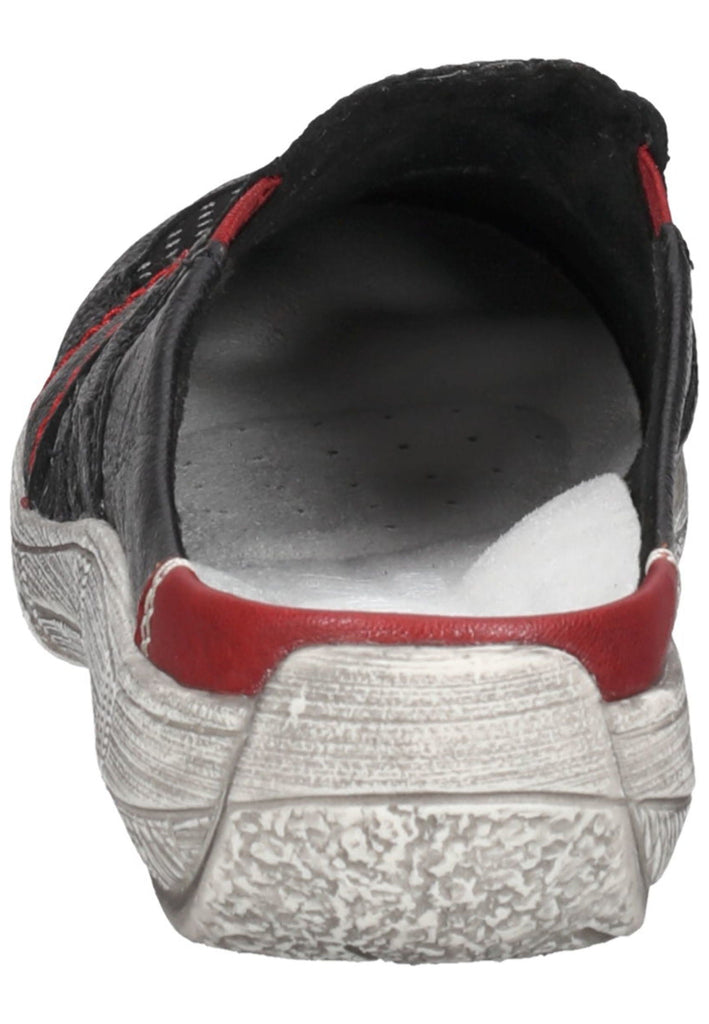 Remonte Pantoletten Glattleder Schwarz/Rot