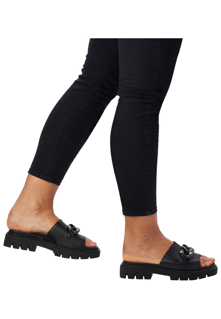 Remonte Pantoletten Leder Schwarz