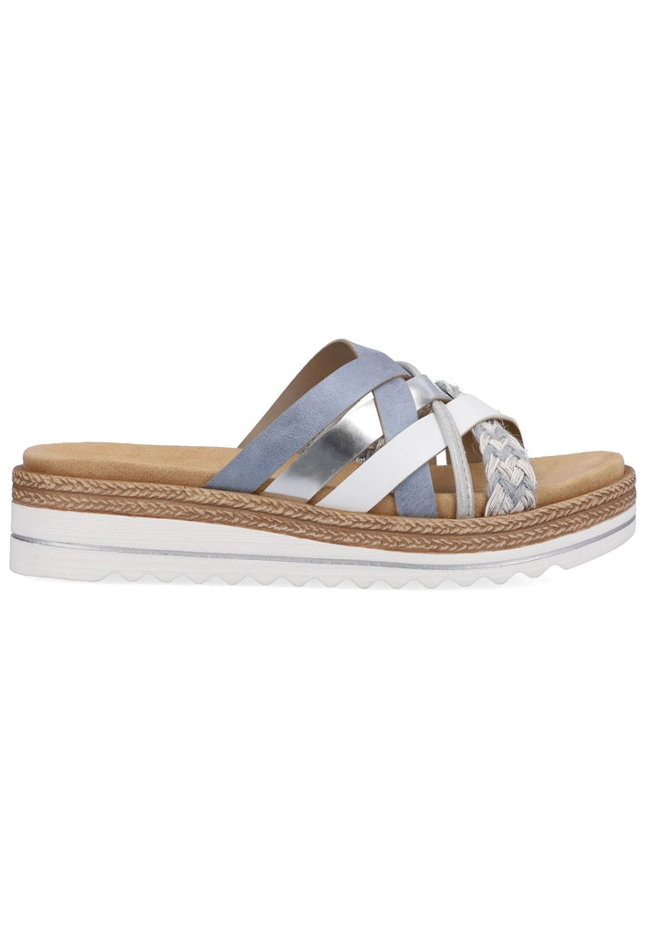 Remonte Pantoletten Lederimitat Blau/Weiß