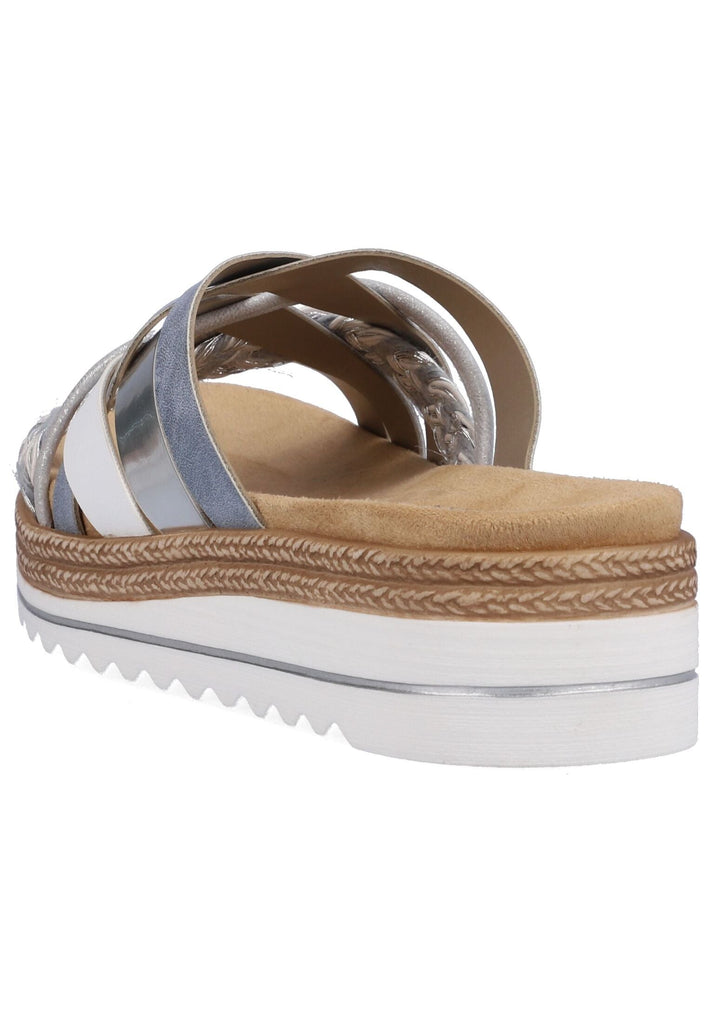 Remonte Pantoletten Lederimitat Blau/Weiß