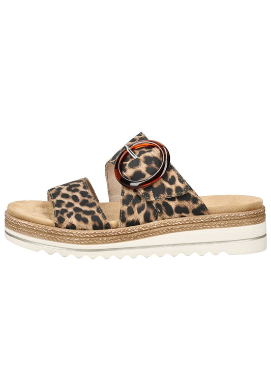 Remonte Pantoletten Lederimitat Leopard
