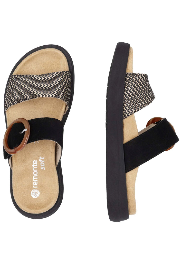 Remonte Pantoletten Lederimitat Schwarz