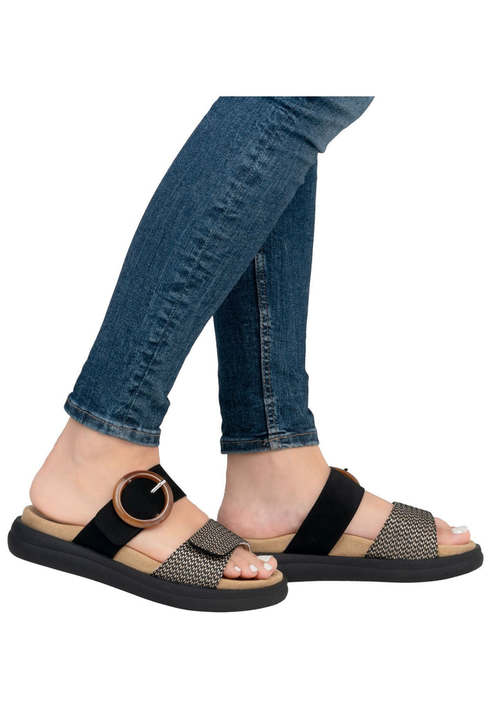 Remonte Pantoletten Lederimitat Schwarz