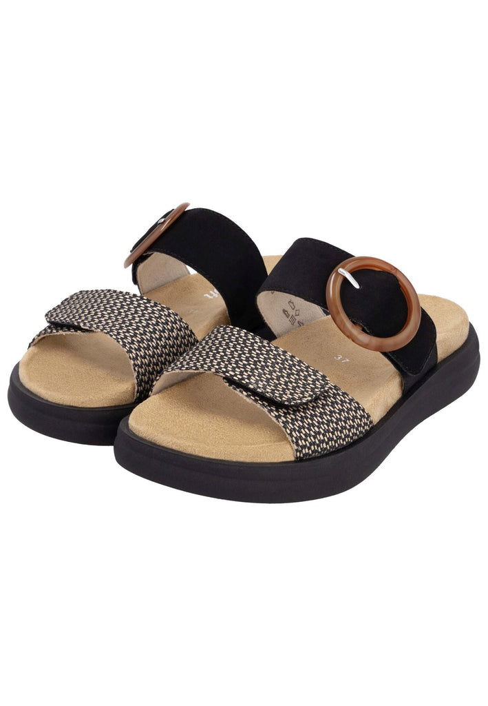 Remonte Pantoletten Lederimitat Schwarz