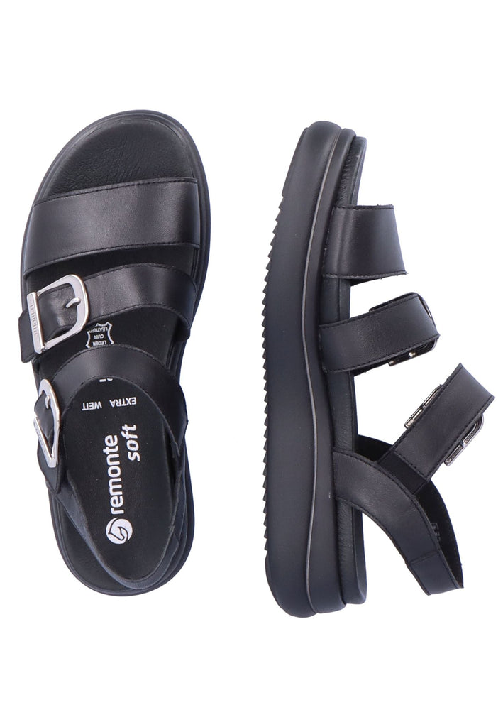 Remonte Sandalen Glattleder Schwarz