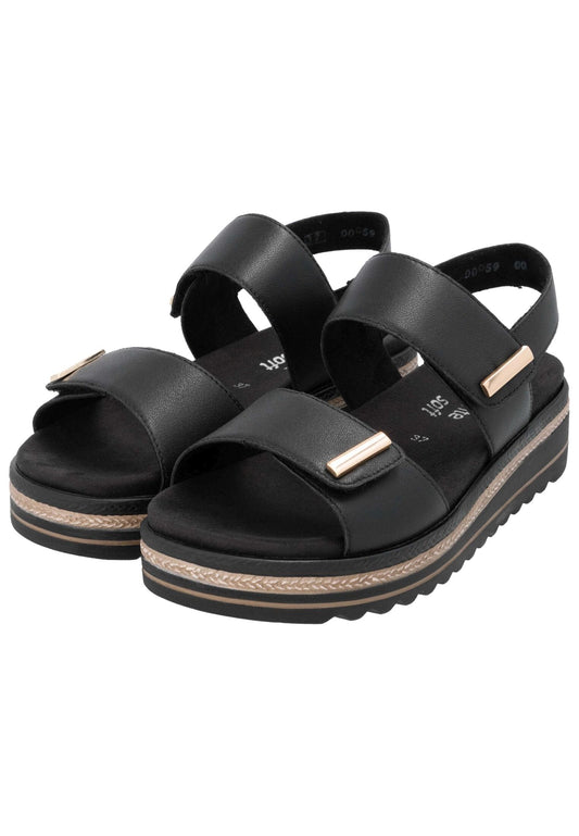 Remonte Sandalen Glattleder Schwarz