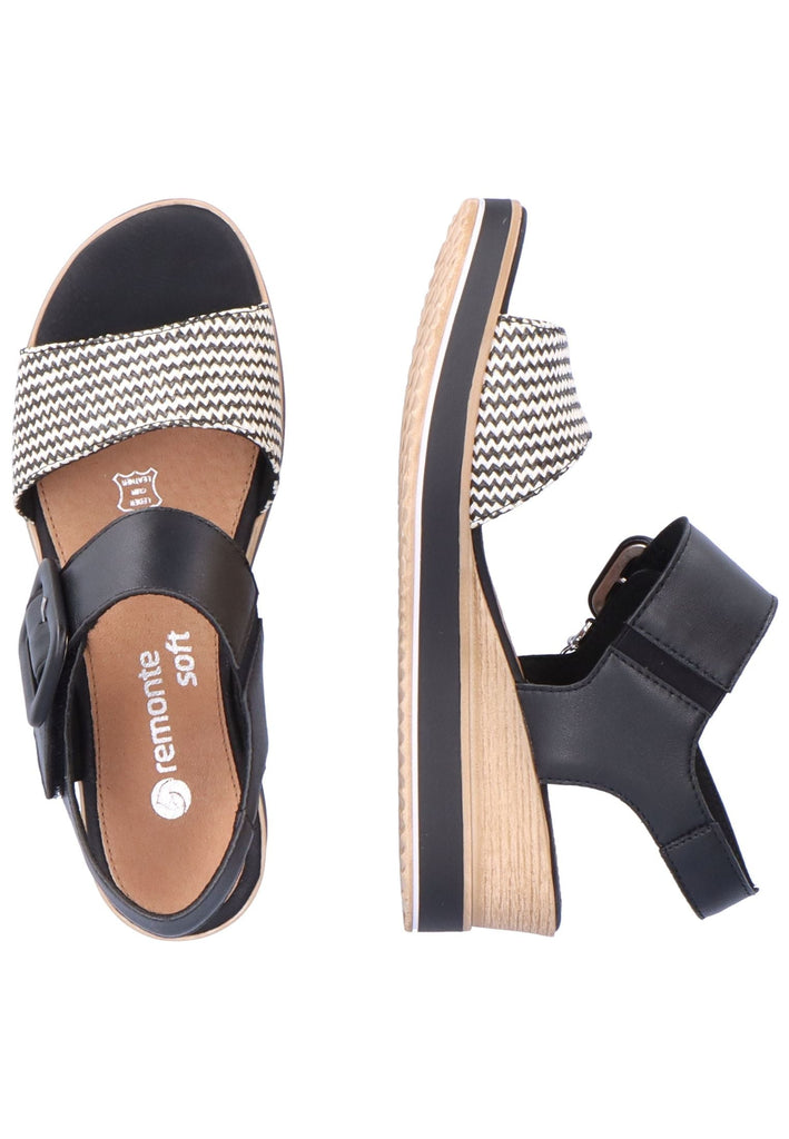 Remonte Sandalen Glattleder Schwarz Kombi