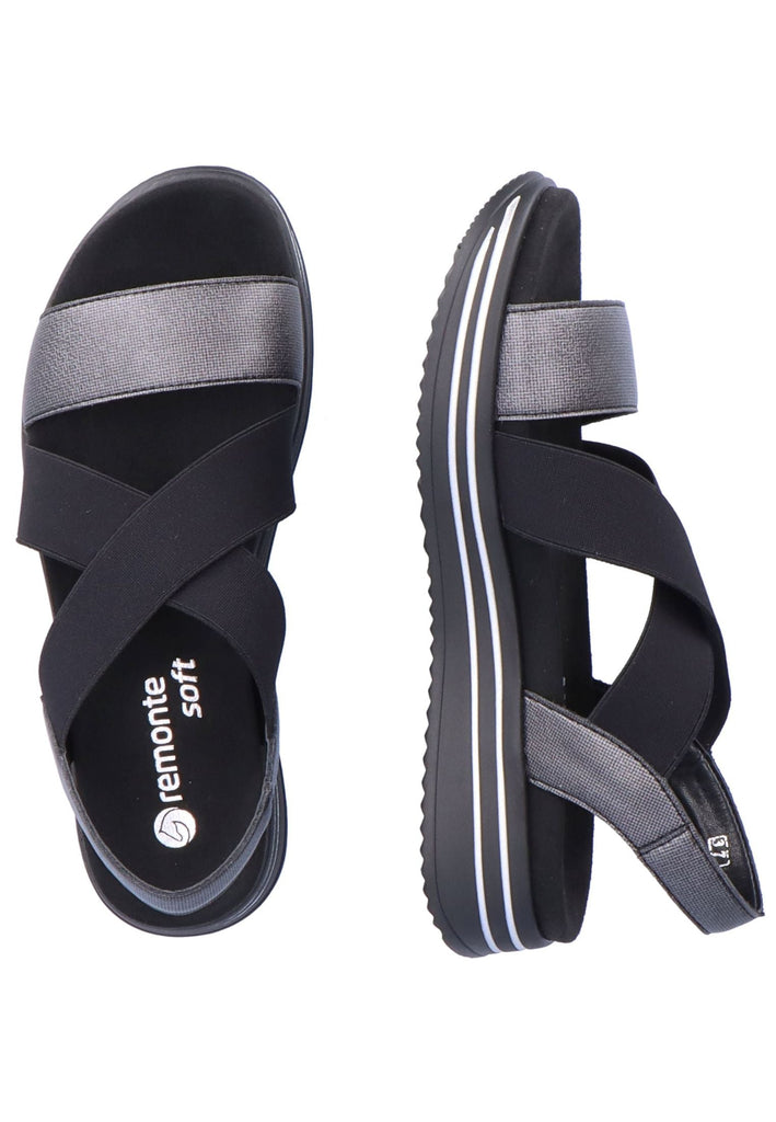 Remonte Sandalen Glattleder Schwarz Kombi