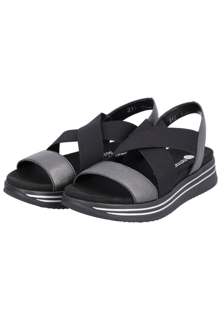 Remonte Sandalen Glattleder Schwarz Kombi