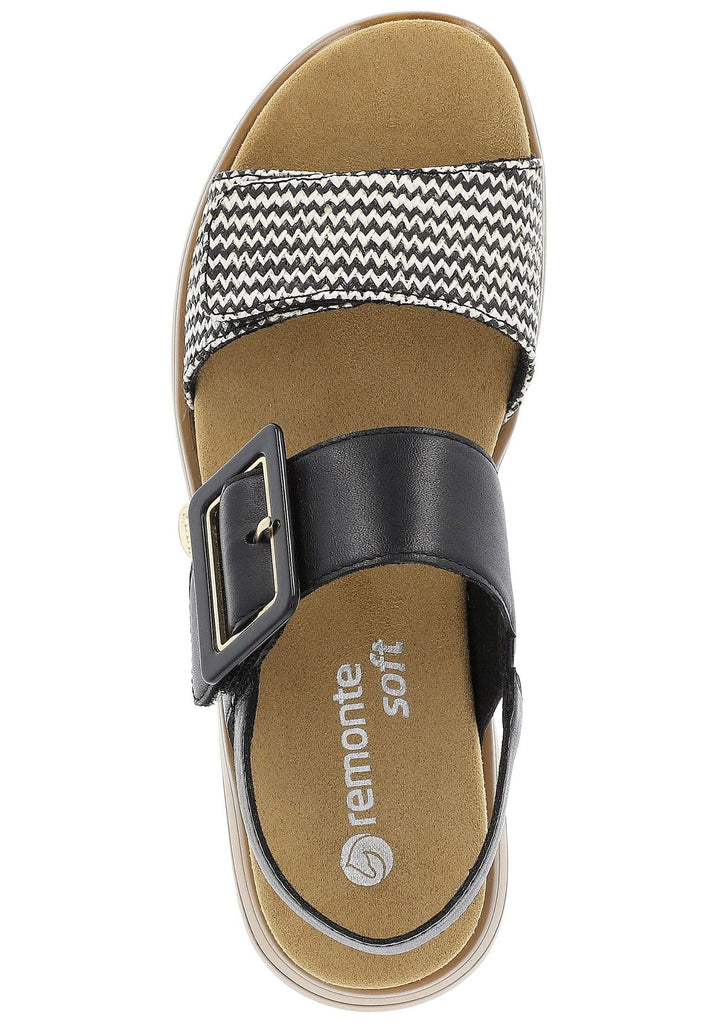 Remonte Sandalen Glattleder Schwarz/Weiß
