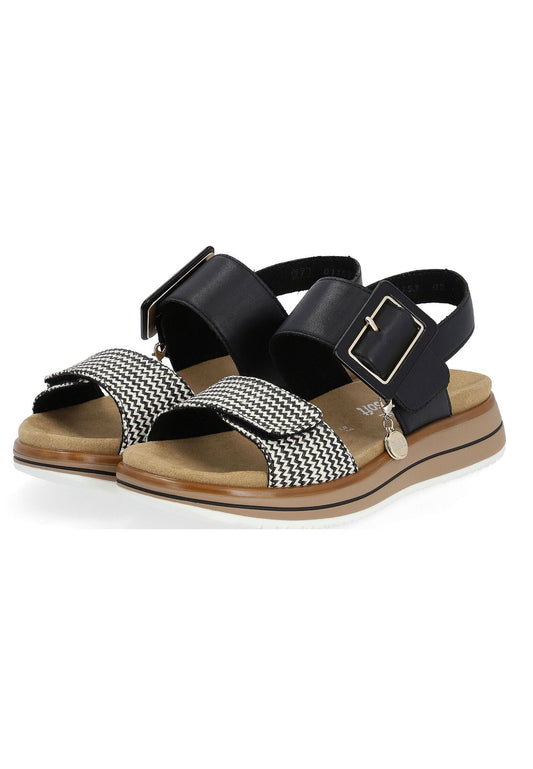 Remonte Sandalen Glattleder Schwarz/Weiß