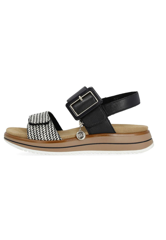 Remonte Sandalen Glattleder Schwarz/Weiß