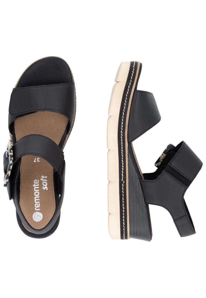 Remonte Sandalen Leder Schwarz
