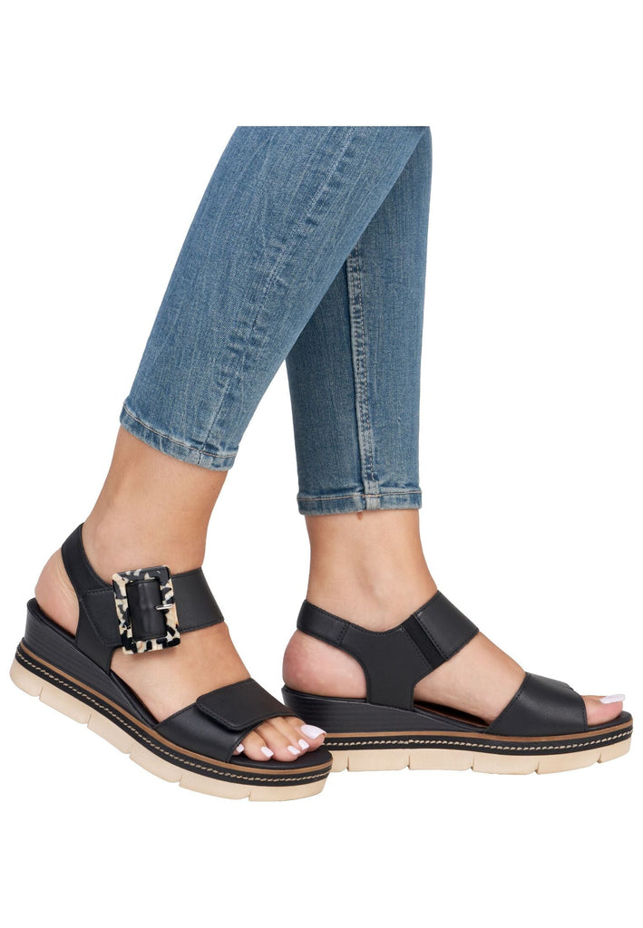 Remonte Sandalen Leder Schwarz