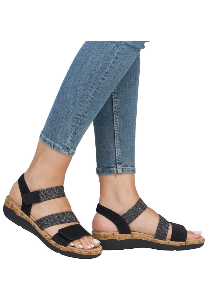 Remonte Sandalen Lederimitat Schwarz