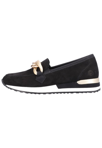 Remonte Slipper Veloursleder Schwarz