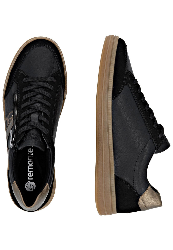 Remonte Sneaker Glattleder Schwarz/Braun
