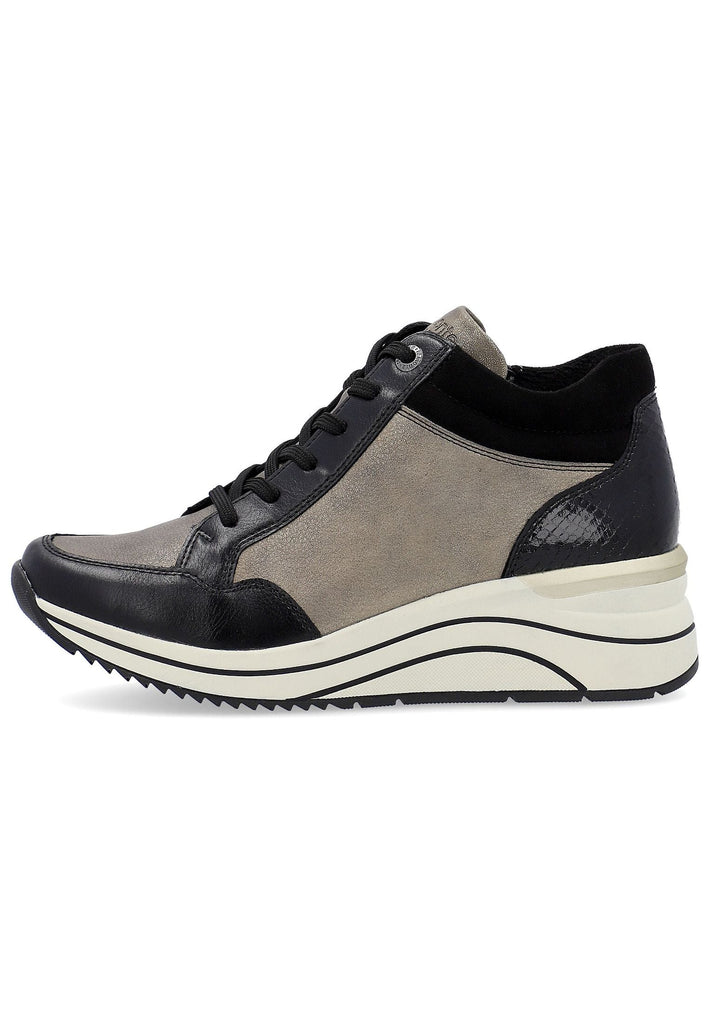 Remonte Sneaker Glattleder Schwarz/Silber