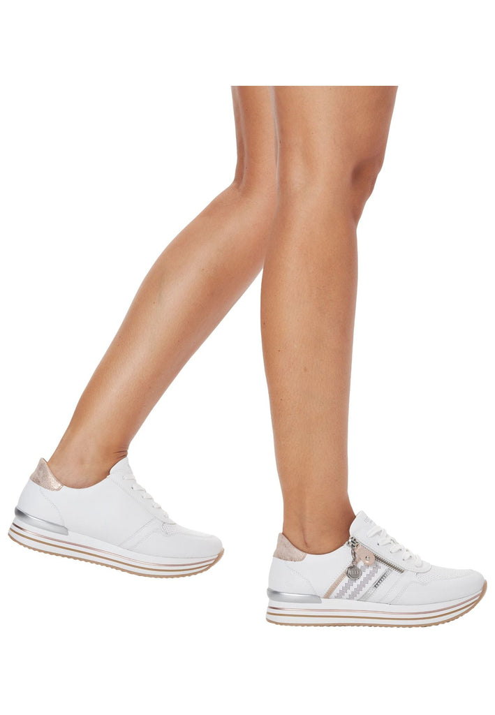 Remonte Sneaker Glattleder Weiß/Beige