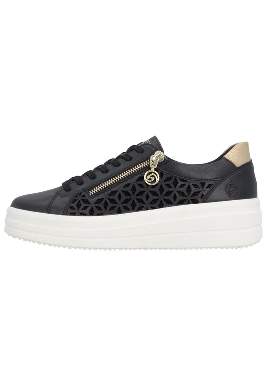 Remonte Sneaker Leder/Synthetik Schwarz/Gold
