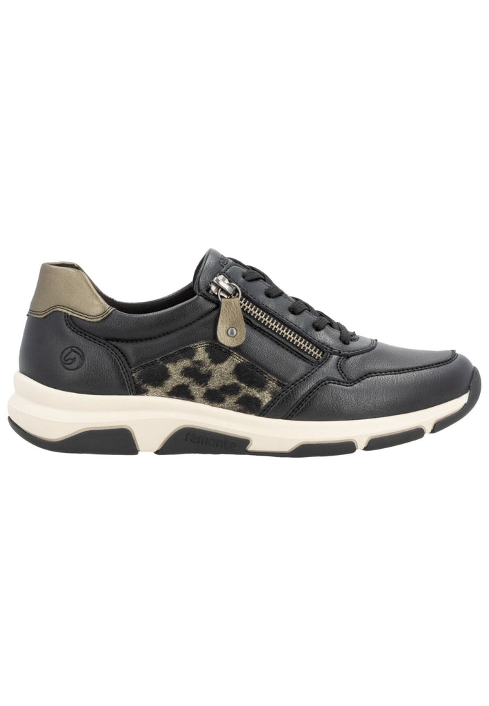 Remonte Sneaker Lederimitat Schwarz/Gold