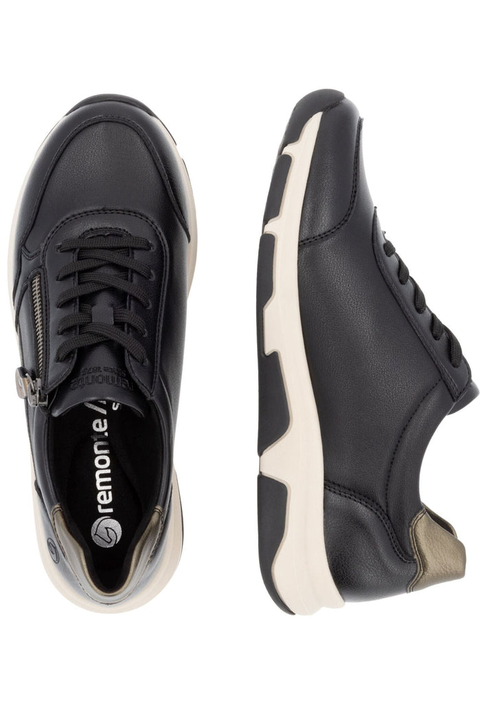 Remonte Sneaker Lederimitat Schwarz/Gold