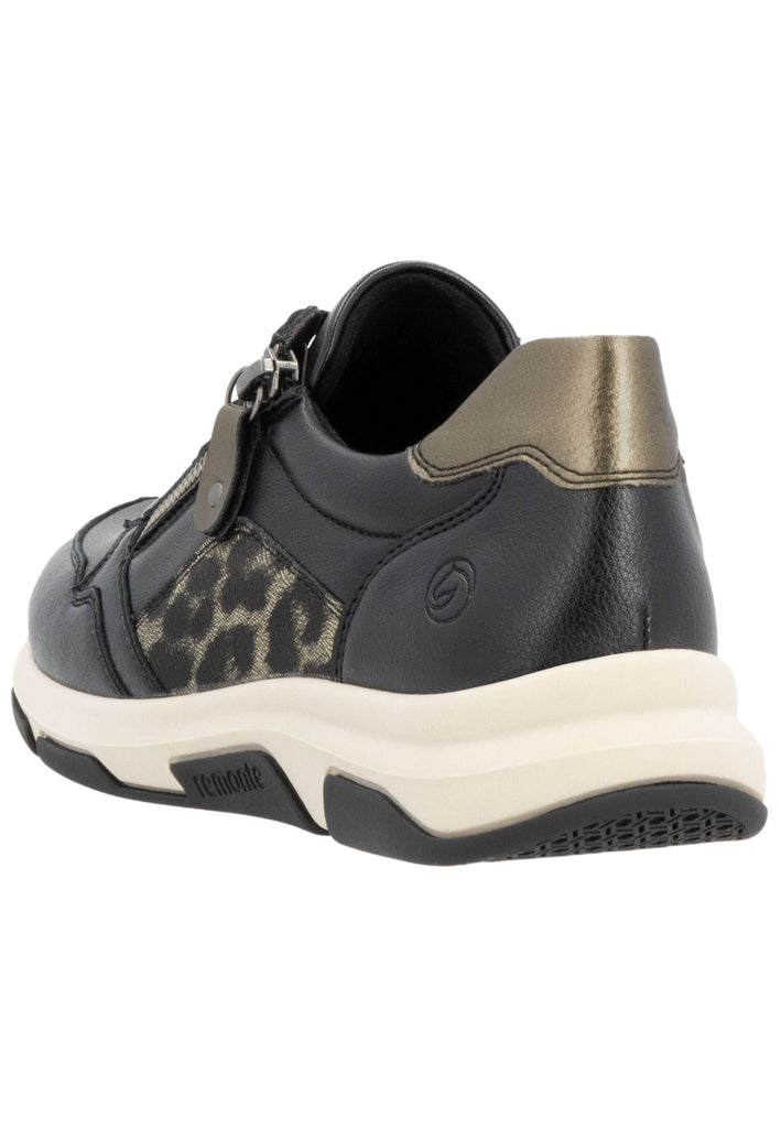 Remonte Sneaker Lederimitat Schwarz/Gold