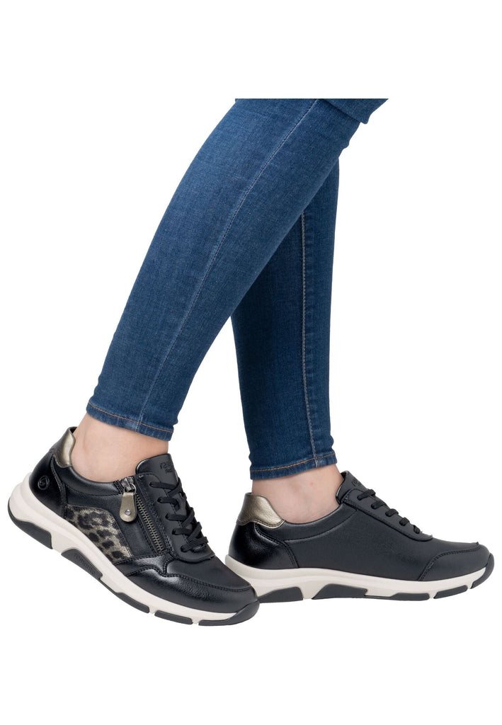 Remonte Sneaker Lederimitat Schwarz/Gold
