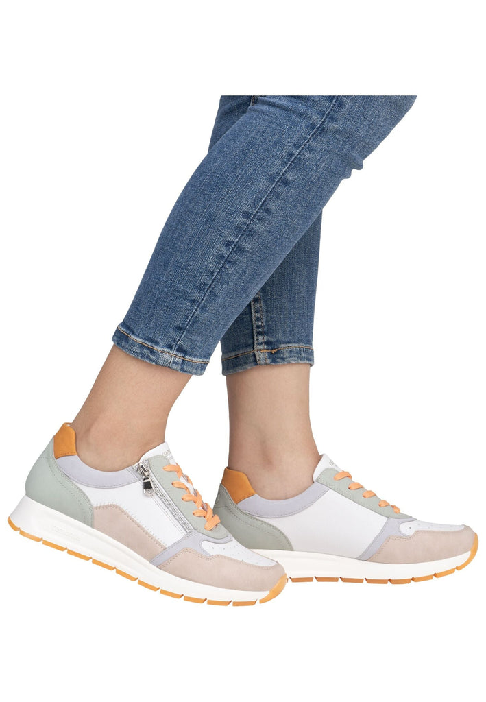 Remonte Sneaker Lederimitat Weiß/Orange