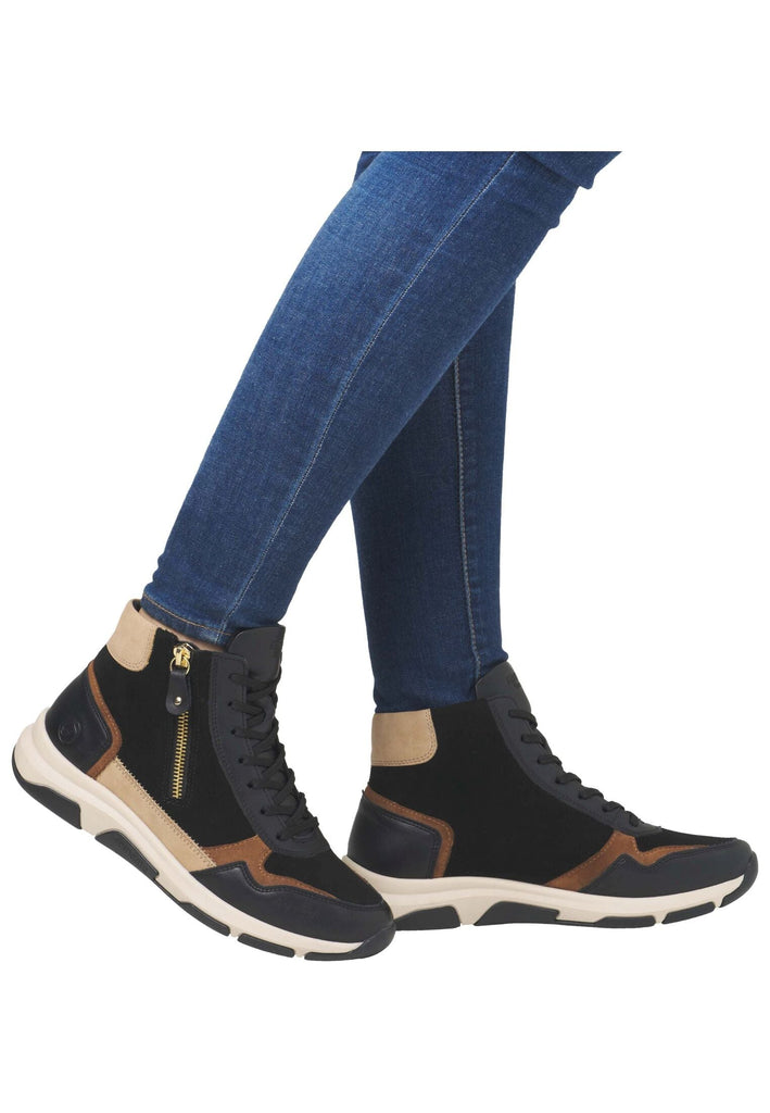 Remonte Sneaker Veloursleder Schwarz/Braun Warmfutter