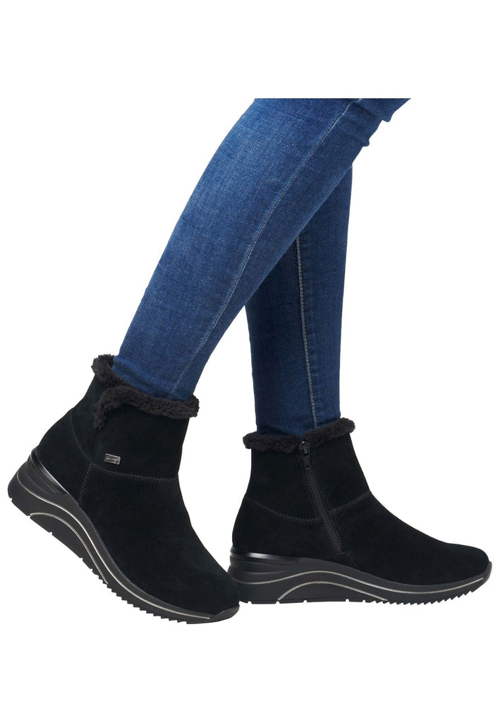 Remonte Sneaker Veloursleder Schwarz Warmfutter