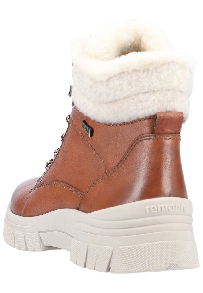 Remonte Stiefelette Glattleder Braun/Weiß Warmfutter