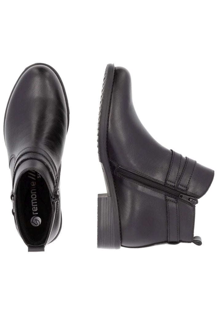Remonte Stiefelette Glattleder Schwarz