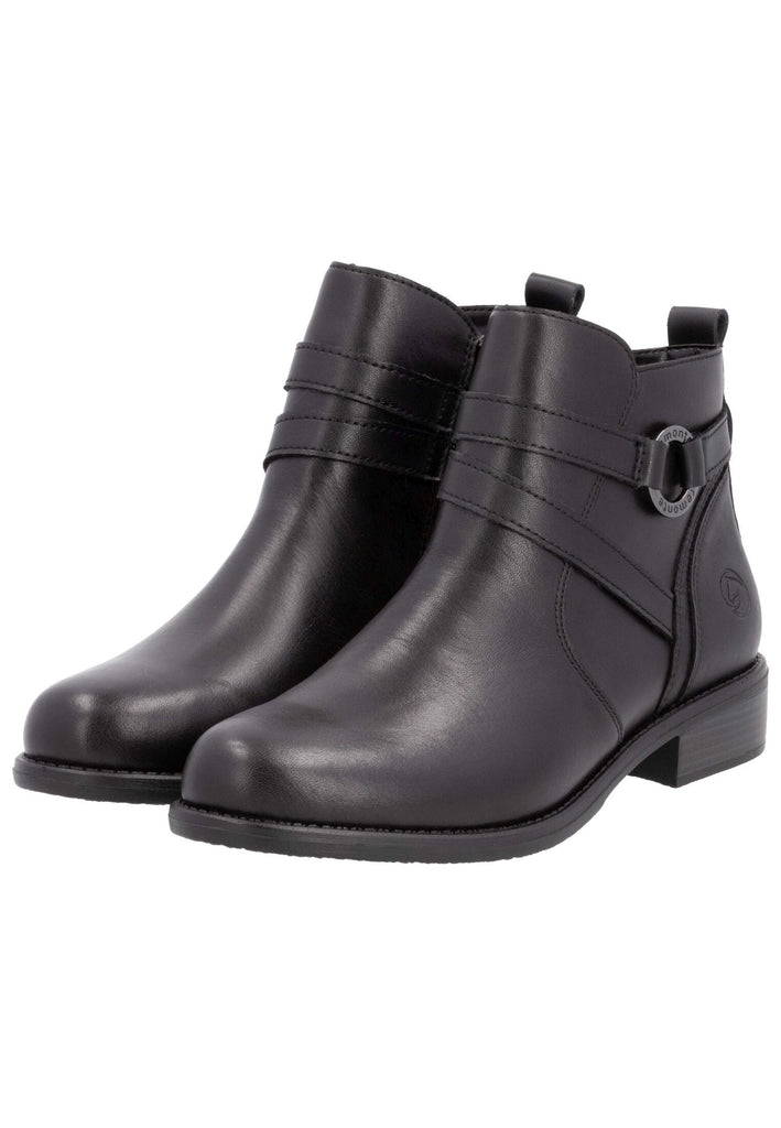 Remonte Stiefelette Glattleder Schwarz