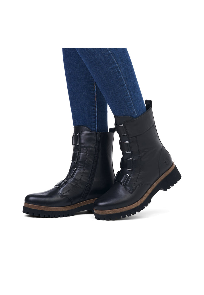 Remonte Stiefelette Glattleder Schwarz Warmfutter