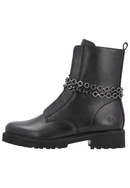 Remonte Stiefelette Glattleder Schwarz Warmfutter
