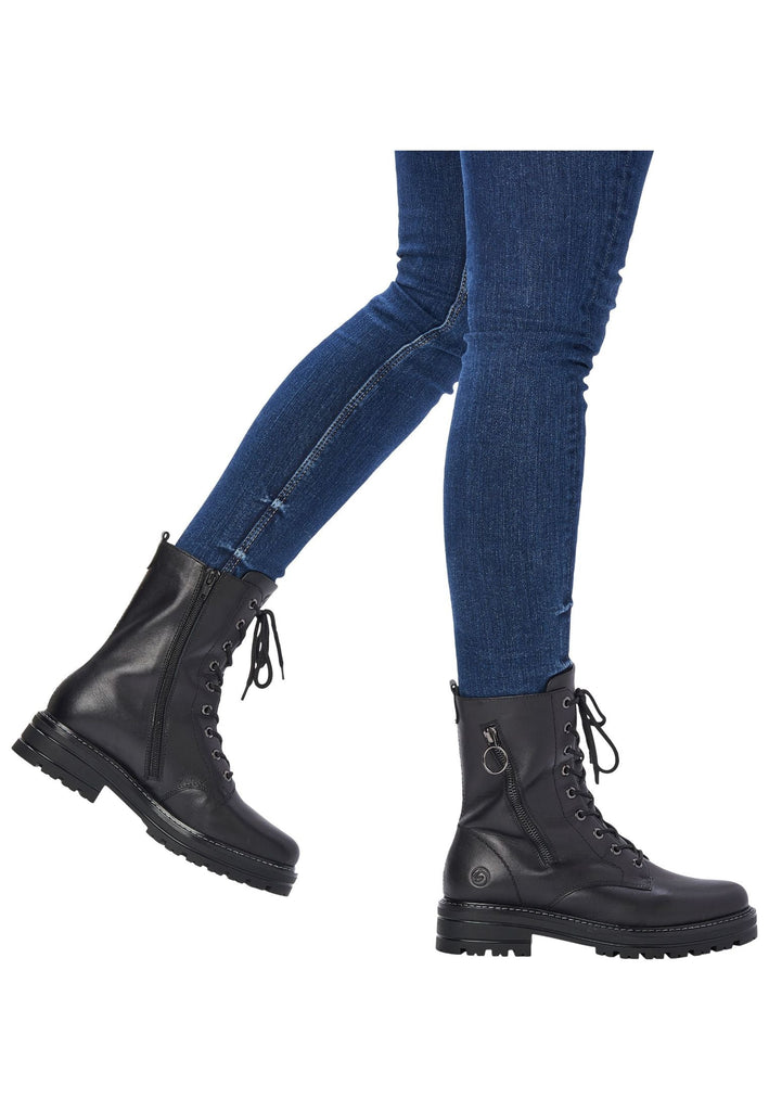 Remonte Stiefelette Glattleder Schwarz Warmfutter